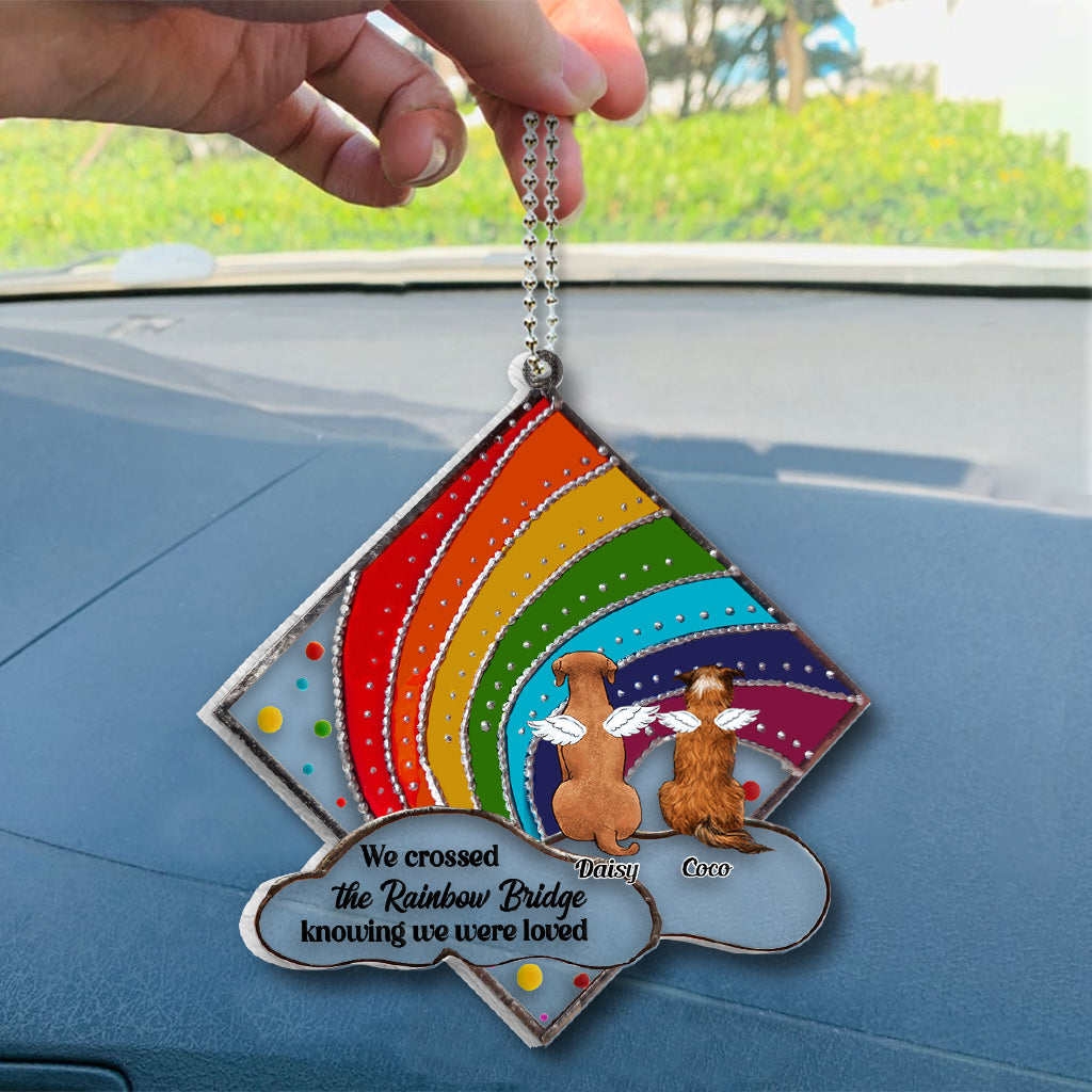 Rainbow Bridge Cat Dog Memorial - Personalized Dog Transparent Acrylic Car Hanger