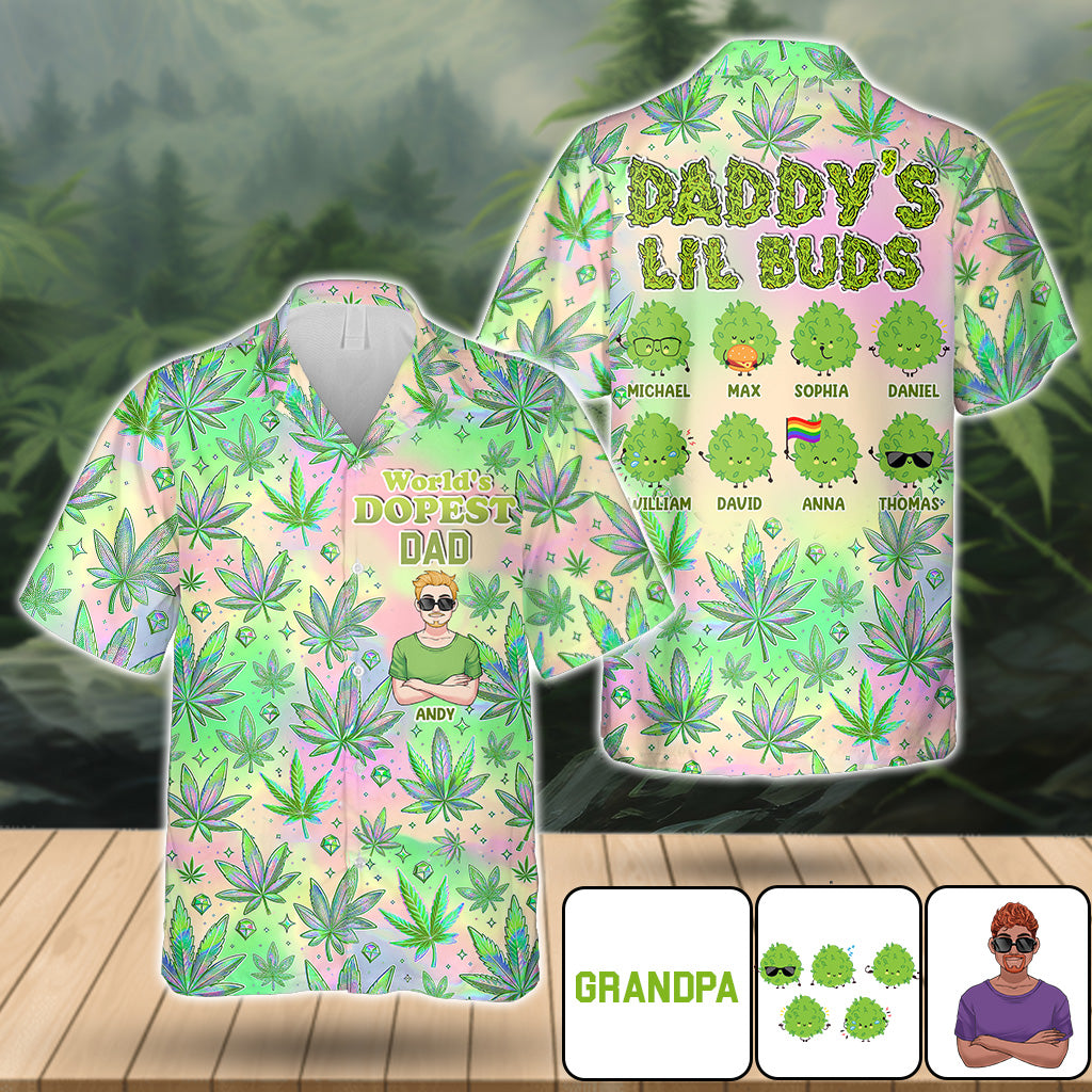 Daddy's Little Buds - Personalized Weed Hawaiian Shirt