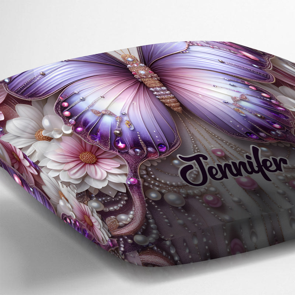 Purple Butterflies - Personalized Butterfly Throw Pillow