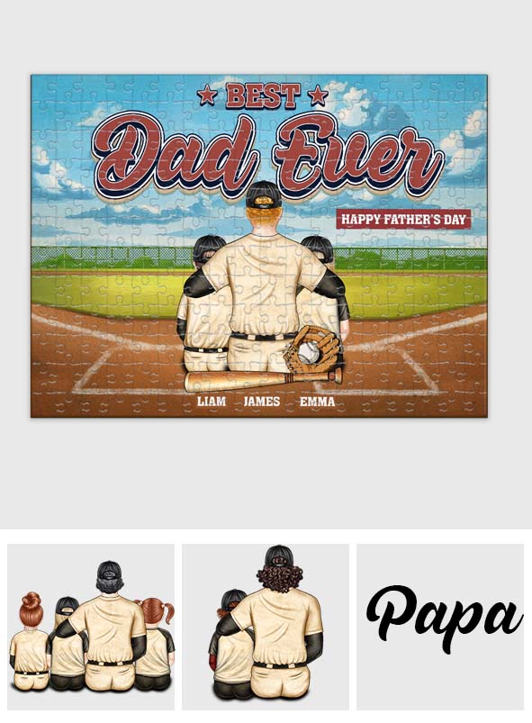 Best Dad Ever - Personalized Baseball Jigsaw Puzzle