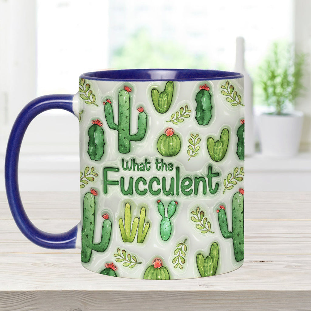 What The Fucculent Succulents Plants - Personalized Cactus Accent Mug