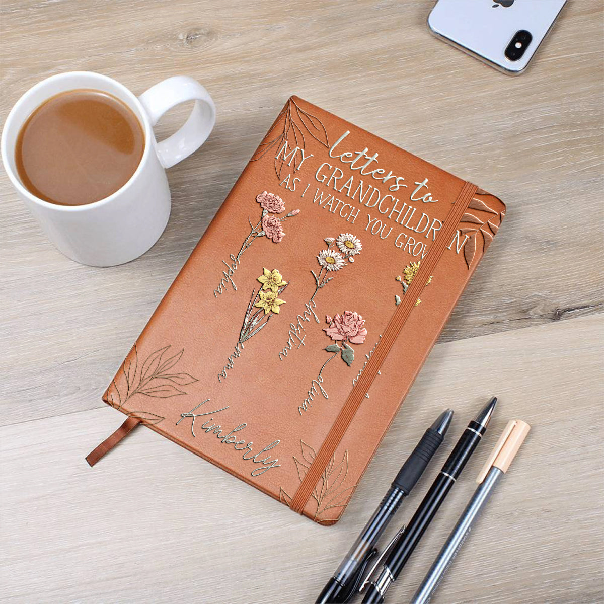 First Mom Now Grandma Letters To My Grandchildren - Personalized Grandma Leather Journal