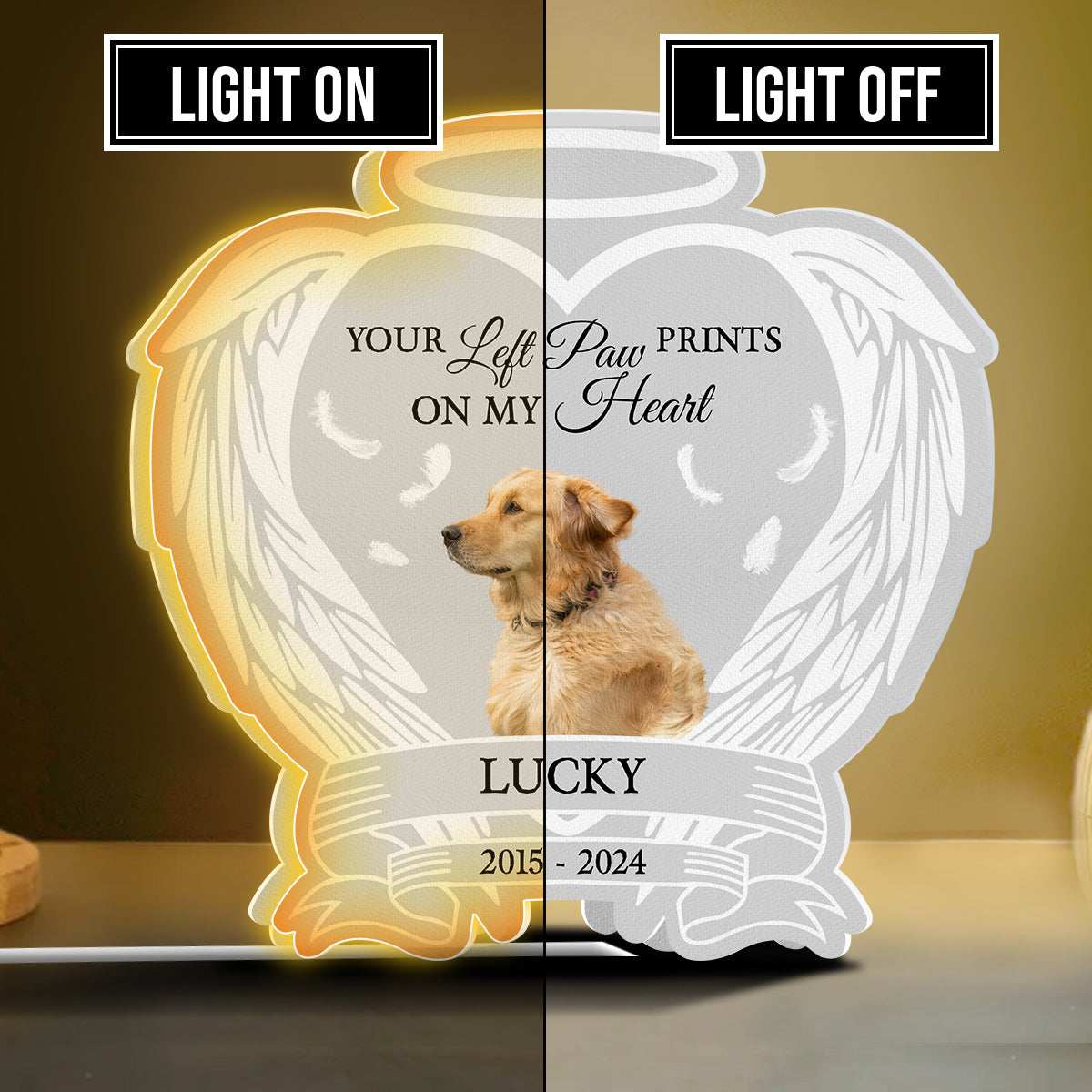 You Left Paw Prints On My Heart - Personalized Dog Photo Light Box