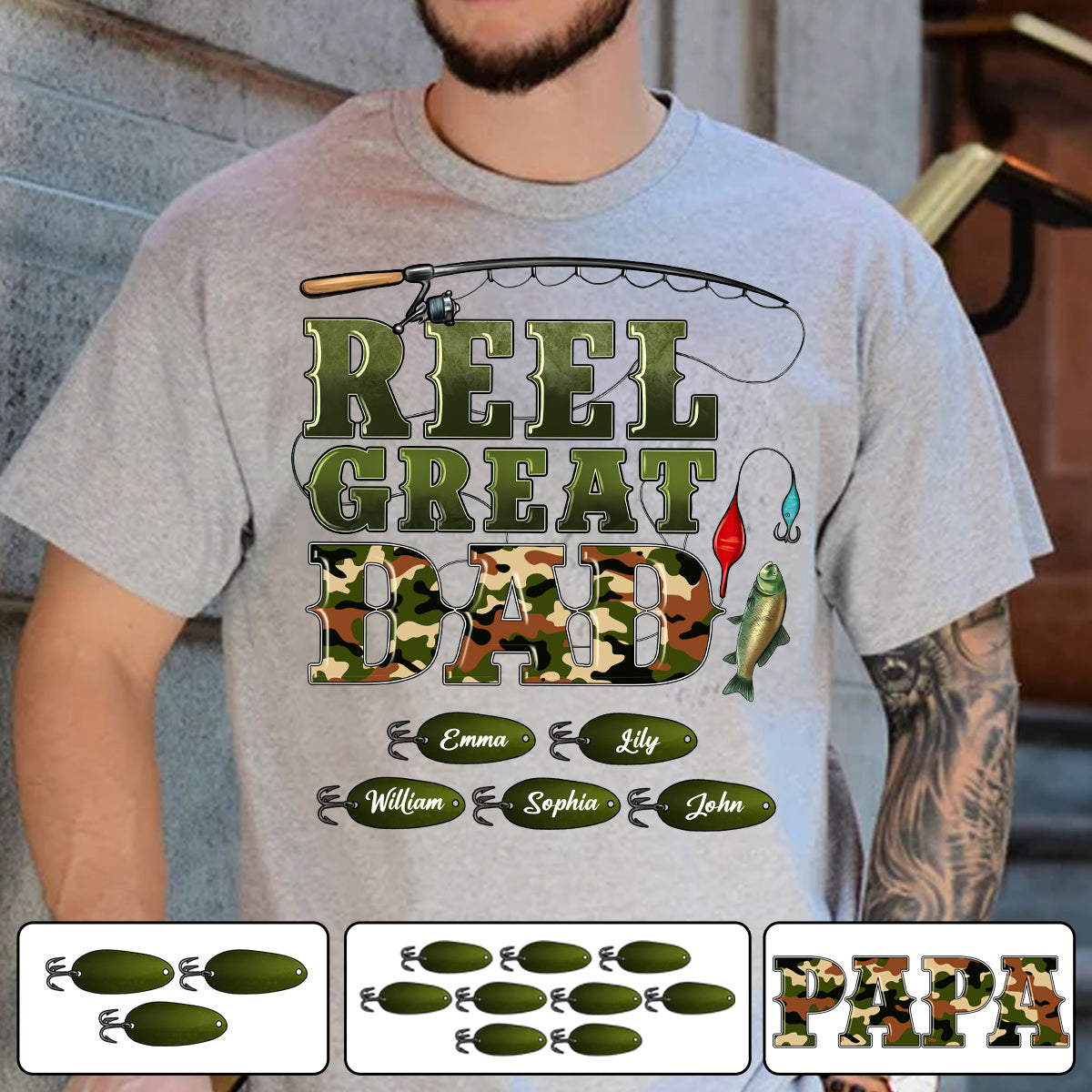 Discover Western Reel Great Dad Camouflage - Personalized Father T-shirt