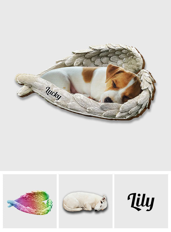 Sleeping Pet Within Angel Wings - Personalized Dog Shaped Car Visor Clip