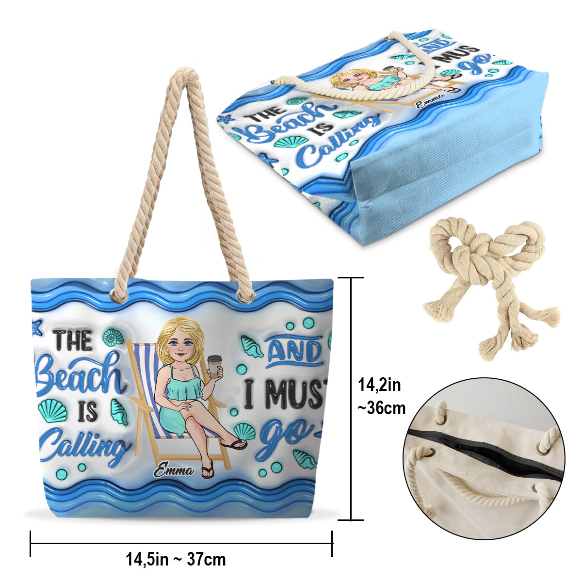 The beach Is Calling And I Must Go - Personalized Sea Lover Beach Bag