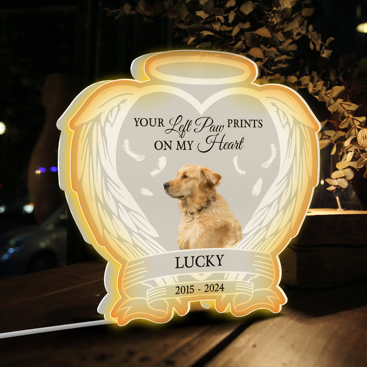 You Left Paw Prints On My Heart - Personalized Dog Photo Light Box