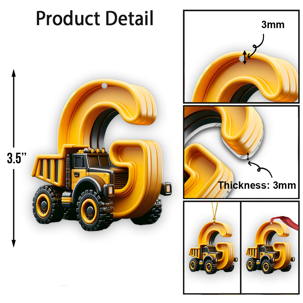 Construction Vehicles Letter Ornament - Personalized Kid Ornament