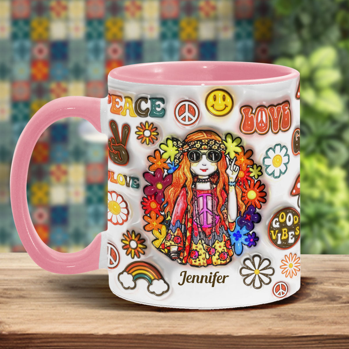 Womens Old Hippies Don't Die Fade Into Crazy Grandmas - Personalized Hippie Accent Mug