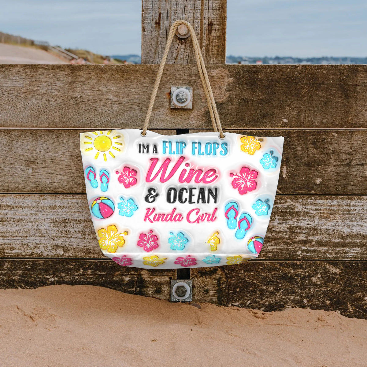 I'm A Flip Flop & Ocean Kinda Girl - Personalized Sea Lover Beach Bag