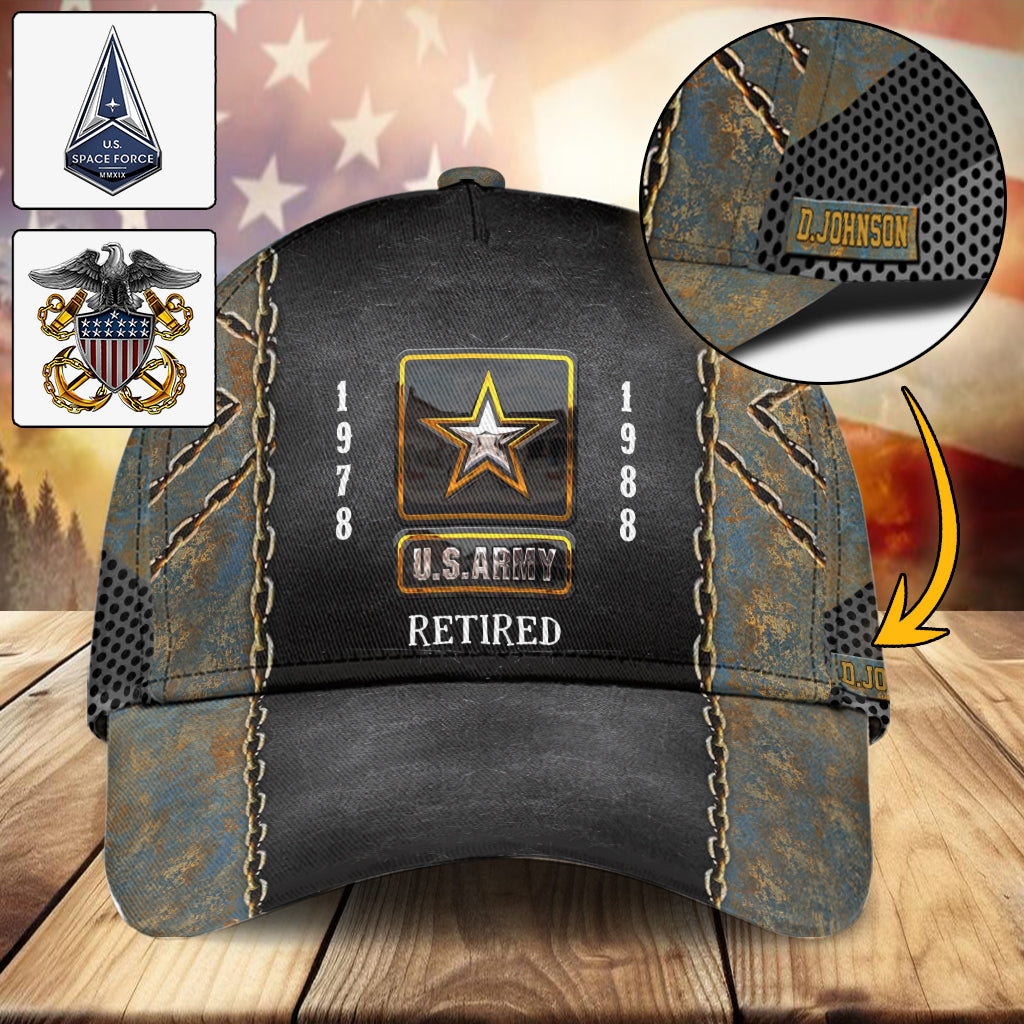 Retired Veteran American Pride - Personalized Veteran Classic Cap