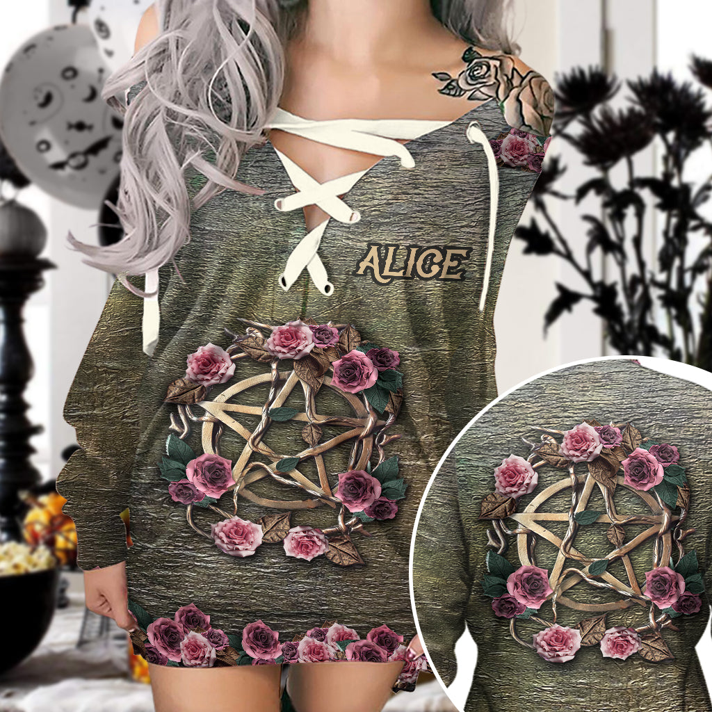 Mystical Witch Ancient Roses - Personalized Witch Off Shoulder Long Sleeve Dress