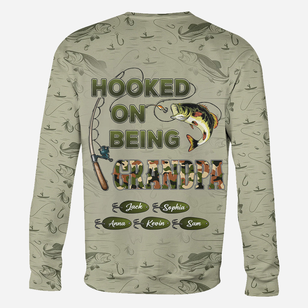 Hooked On Being Dad/ Grandpa... - Personalized Fishing All Over Shirt
