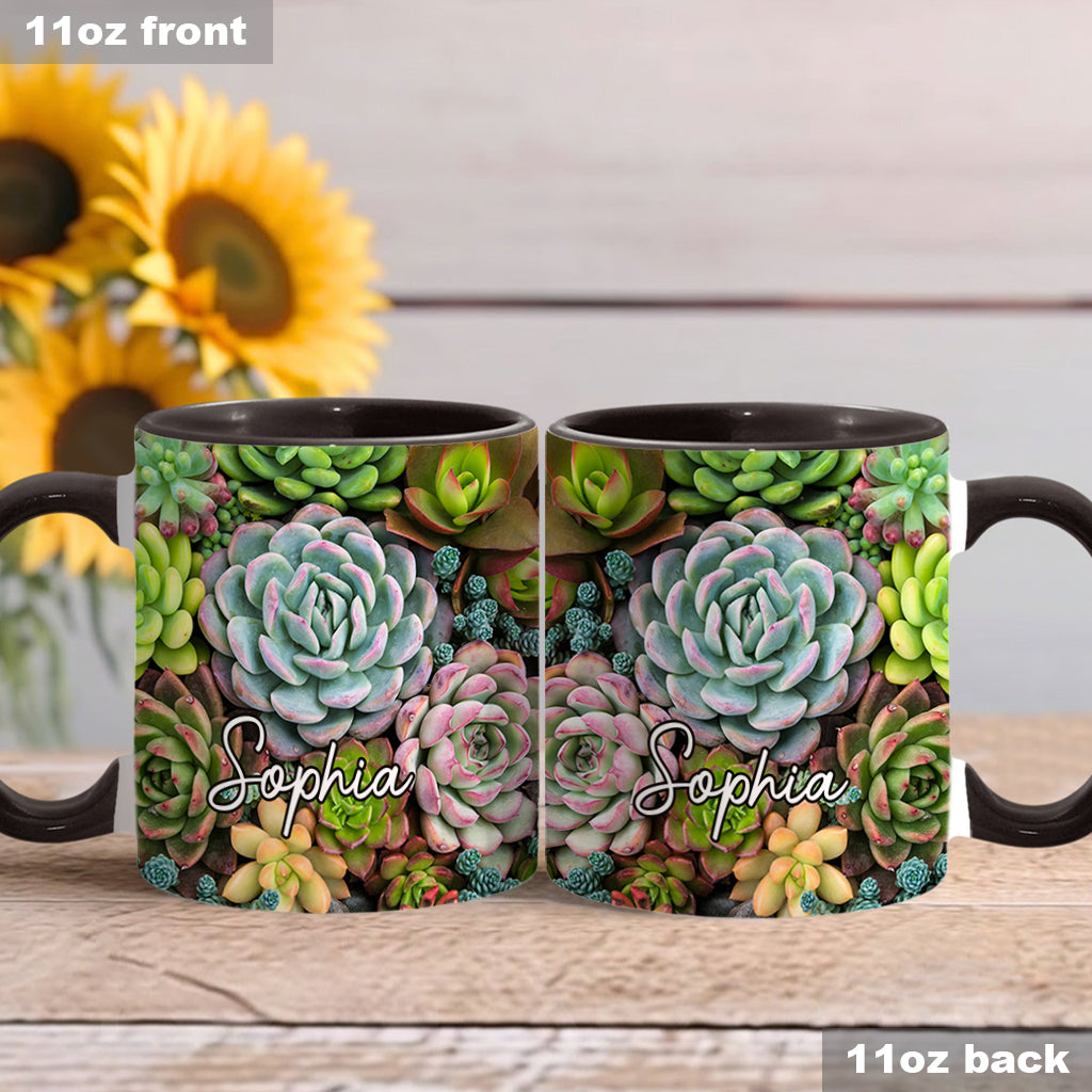 Beautiful Cactus Succulents Plants - Personalized Cactus Accent Mug