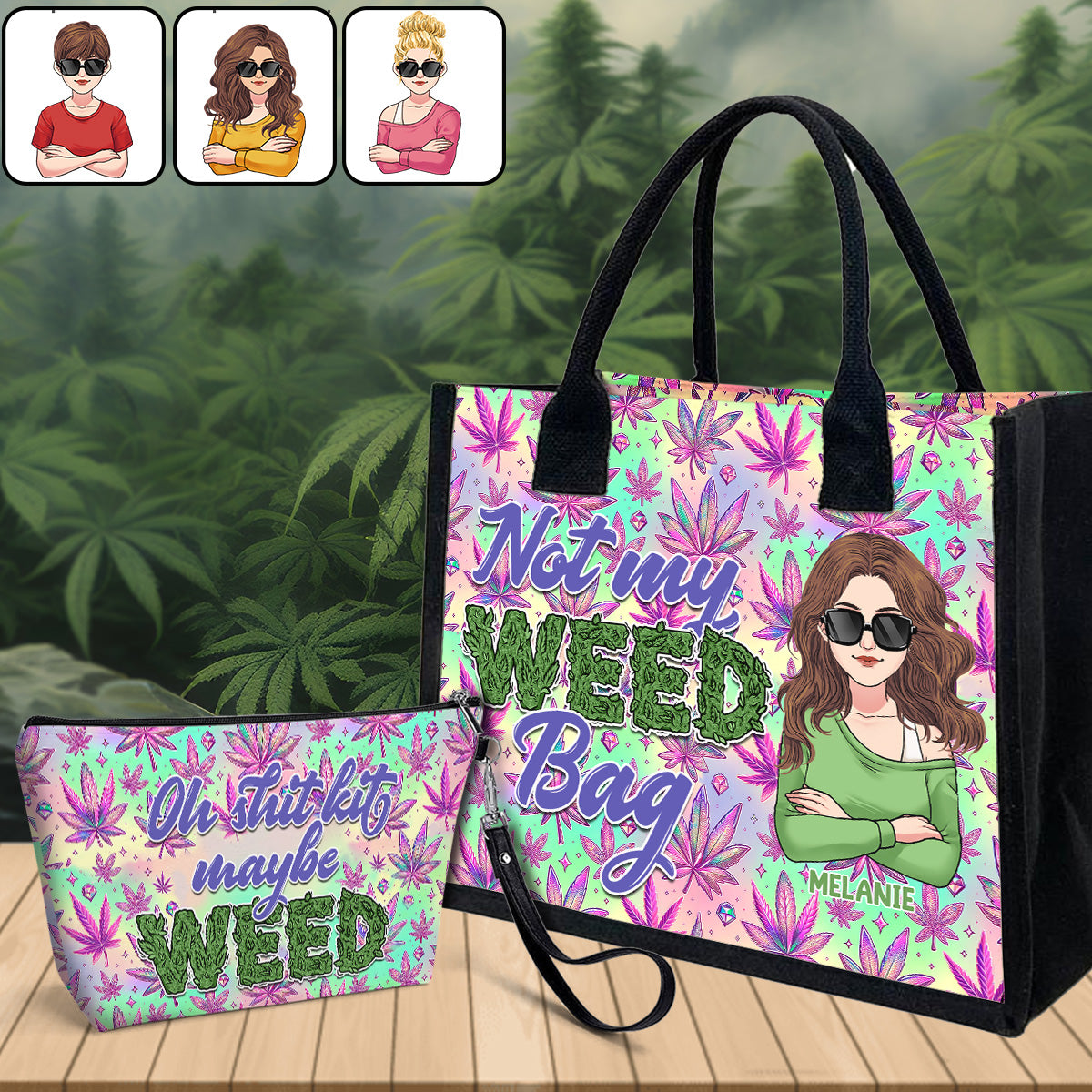 Mother Shite Maybe 420 - Personalized Weed Canvas Tote Bag & Cosmetic Bag