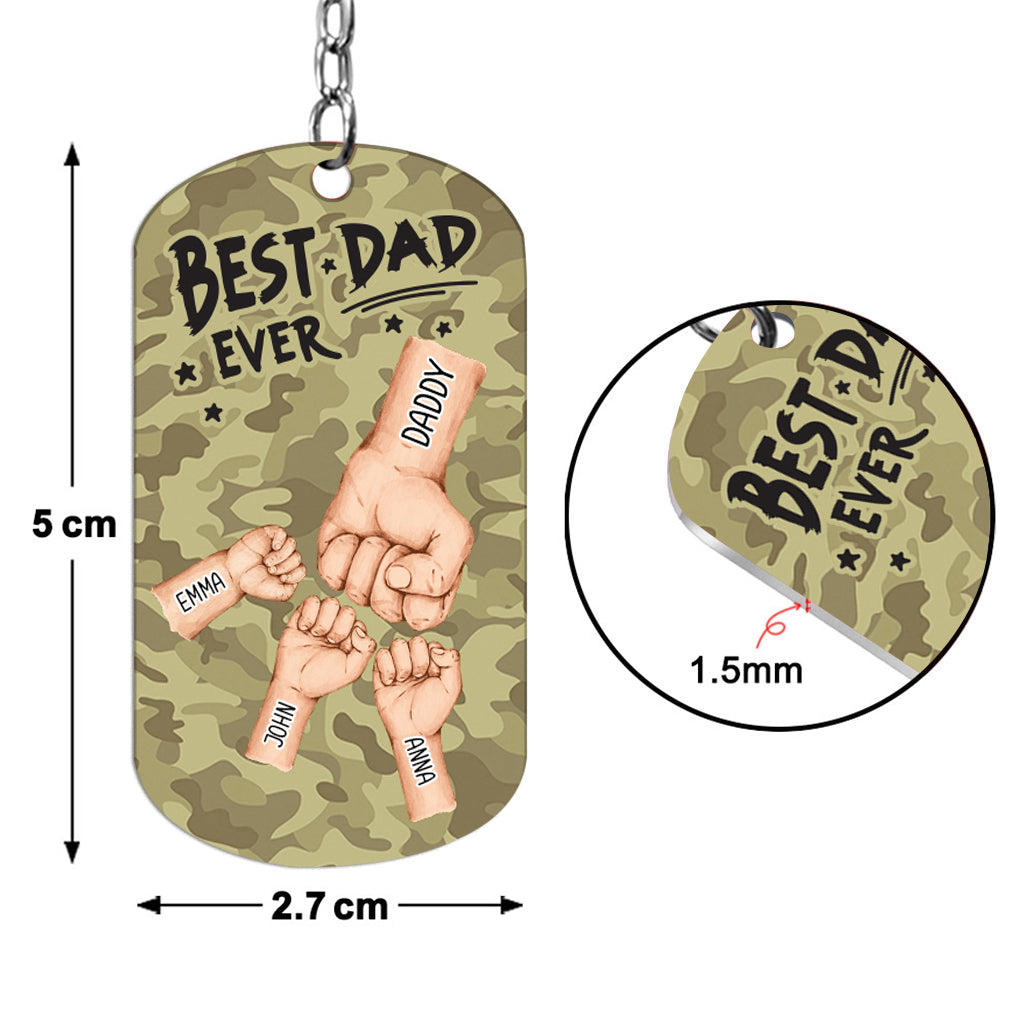 Best Dad Ever Camo Pattern Fist Bump - Personalized Father Stainless Steel Keychain