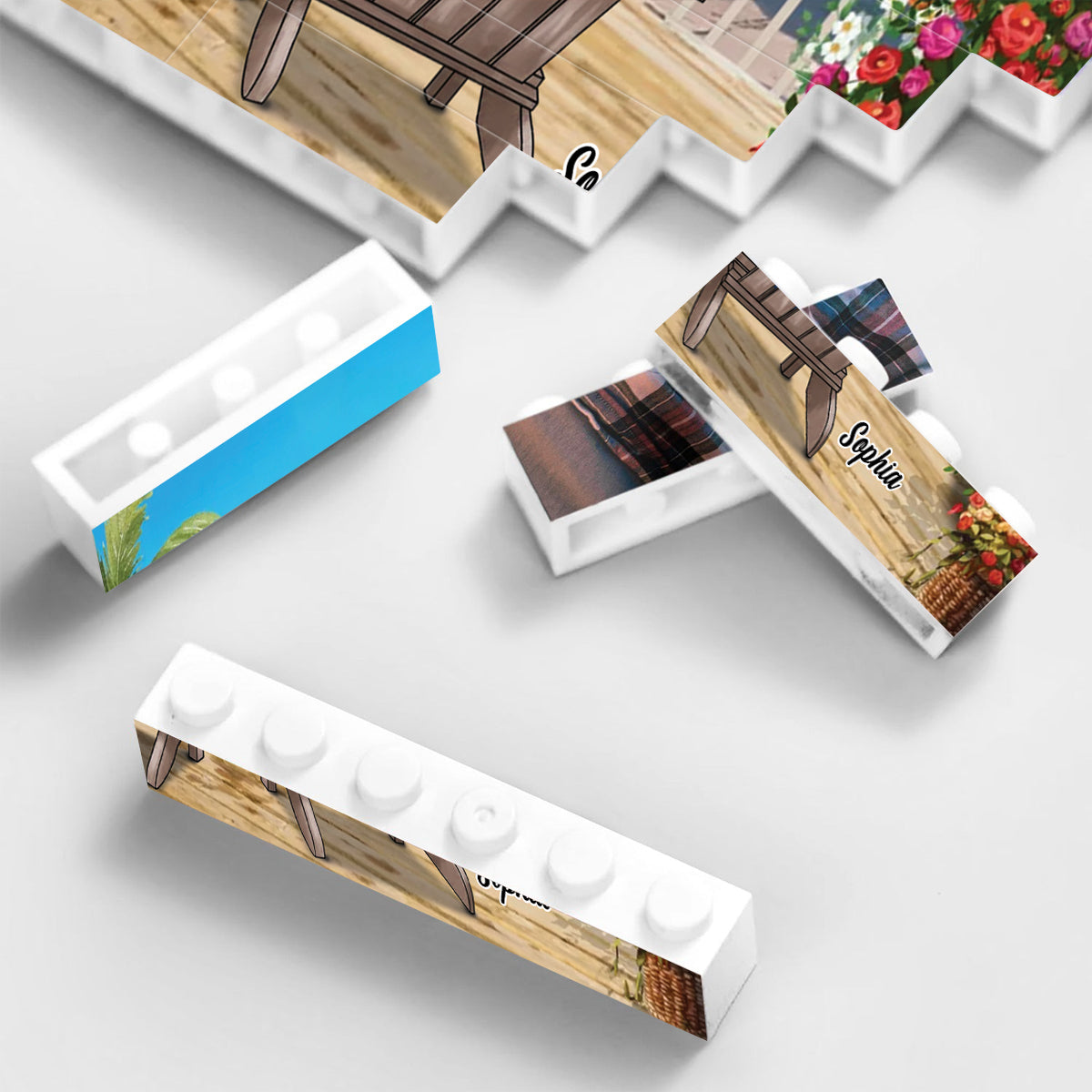 Couple Beach Landscape Retro Vintage - Personalized Couple One-sided Horizontal Rectangle Building Brick Blocks