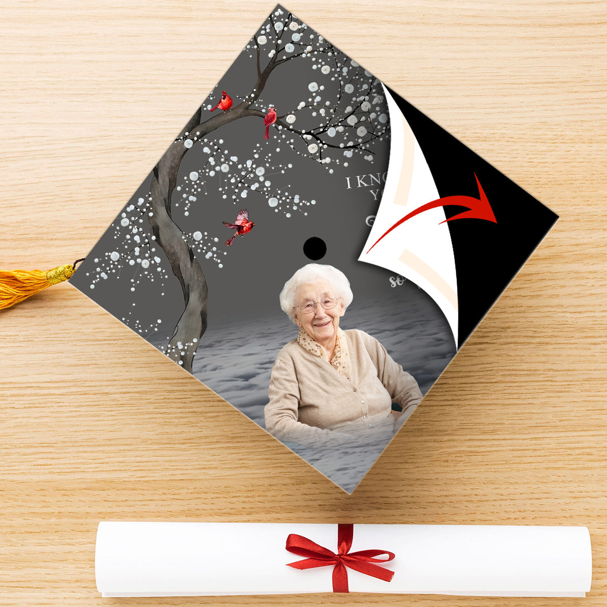 I Know You'd Be With Me - Personalized Graduation Cap Topper