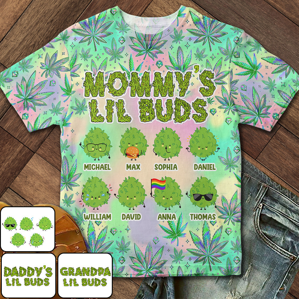 Mommy's Little Buds Dopest Mom Ever - Personalized Weed All Over Shirt