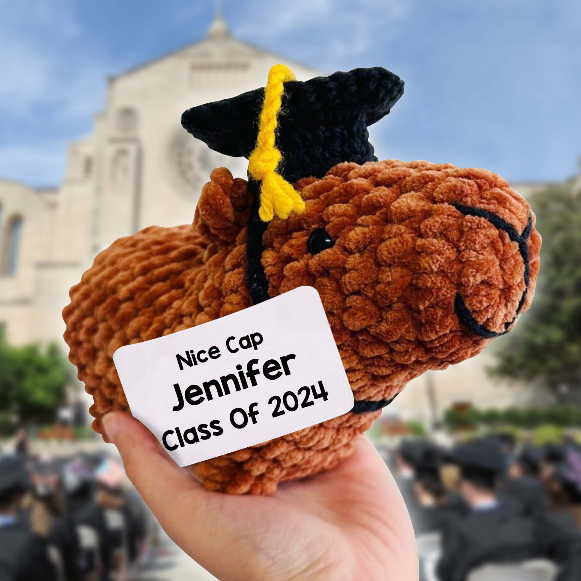 Nice Cap Graduate Capybara - Personalized Graduation Hand Knitted Figurine