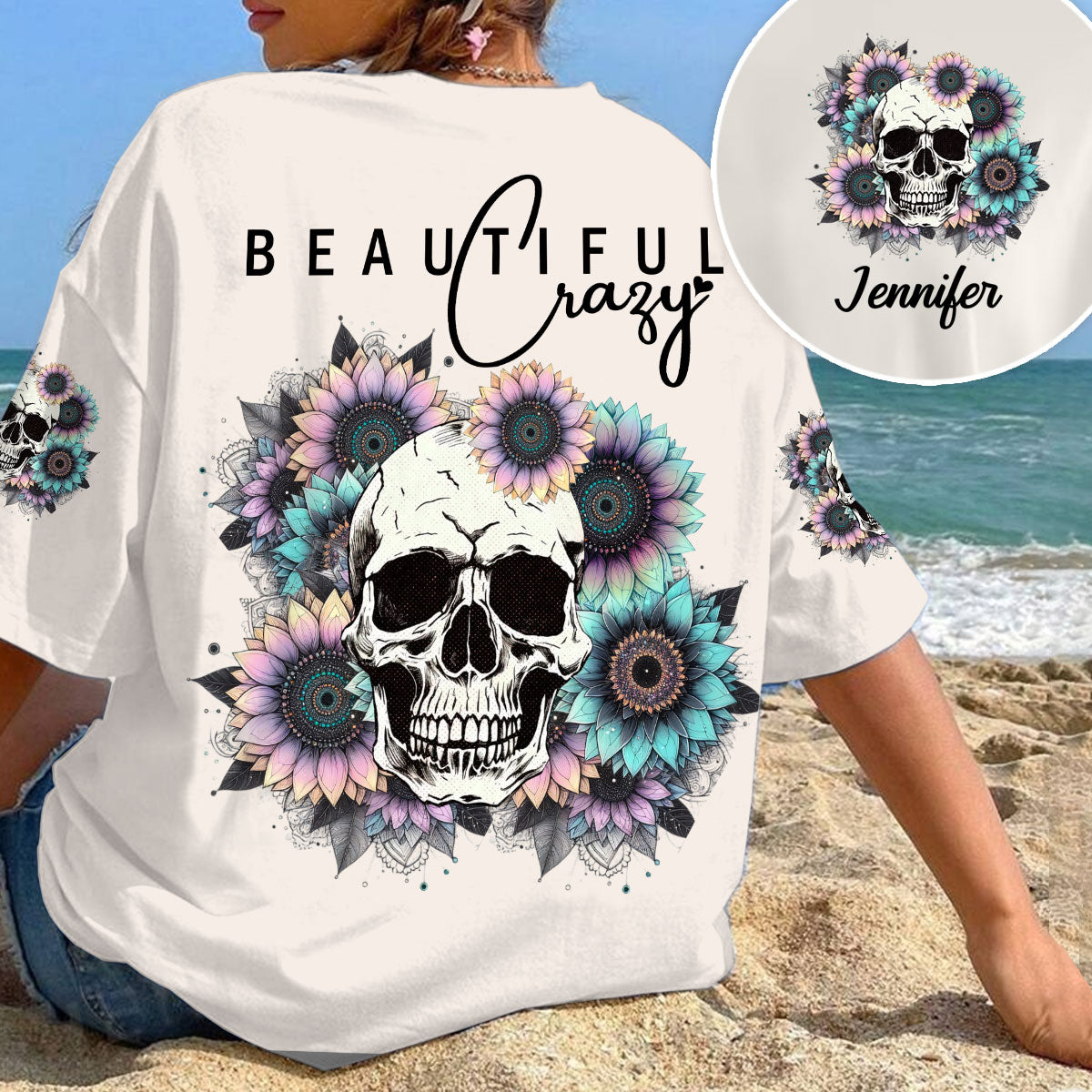 Discover Beautiful Crazy - Personalized Skull All Over Shirt