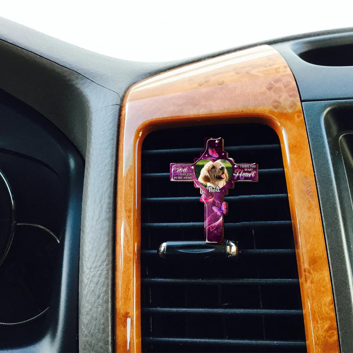 Custom Photo In Our Hearts Always - Personalized Memorial Shaped Car Visor Clip