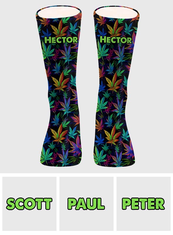 It's 420 somewhere Colorful Marijuana - Personalized Weed Socks