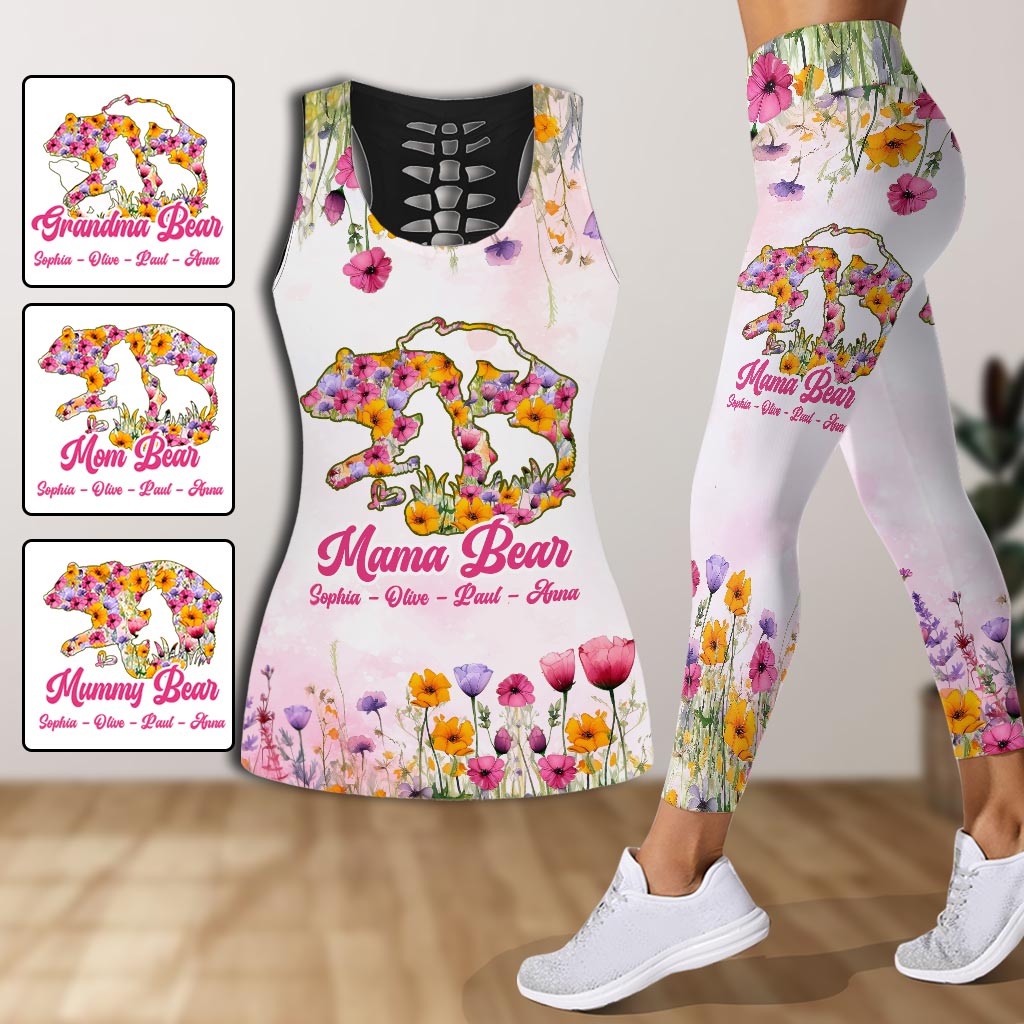 Discover Floral Mama Bear - Personalized Mother's Gift Hollow Tank Top and Leggings