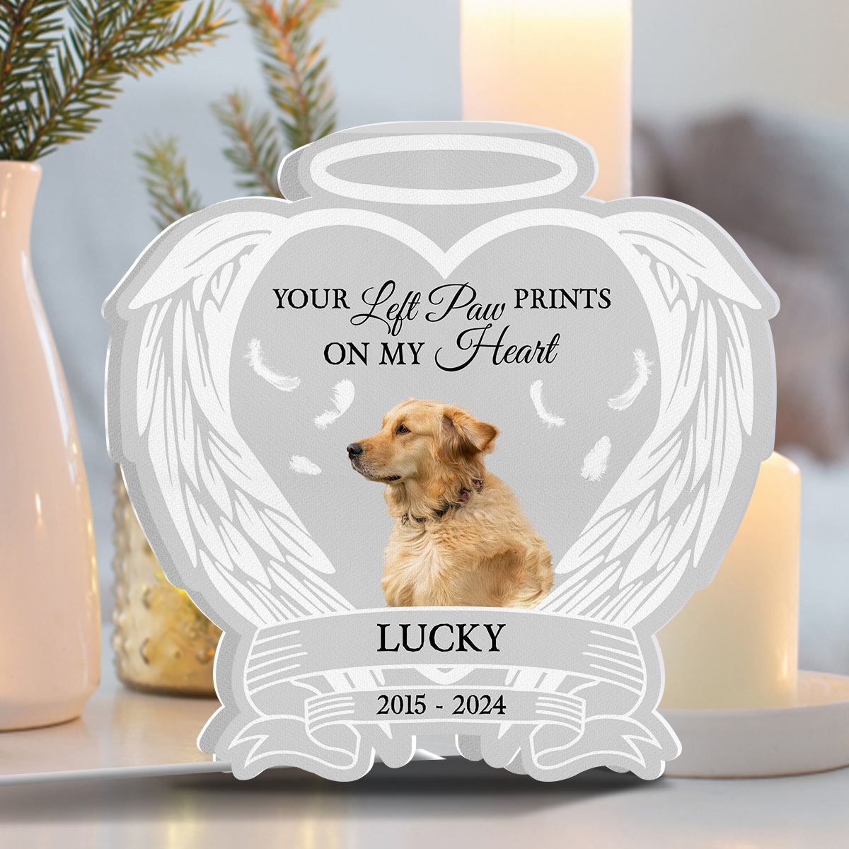 You Left Paw Prints On My Heart - Personalized Dog Photo Light Box