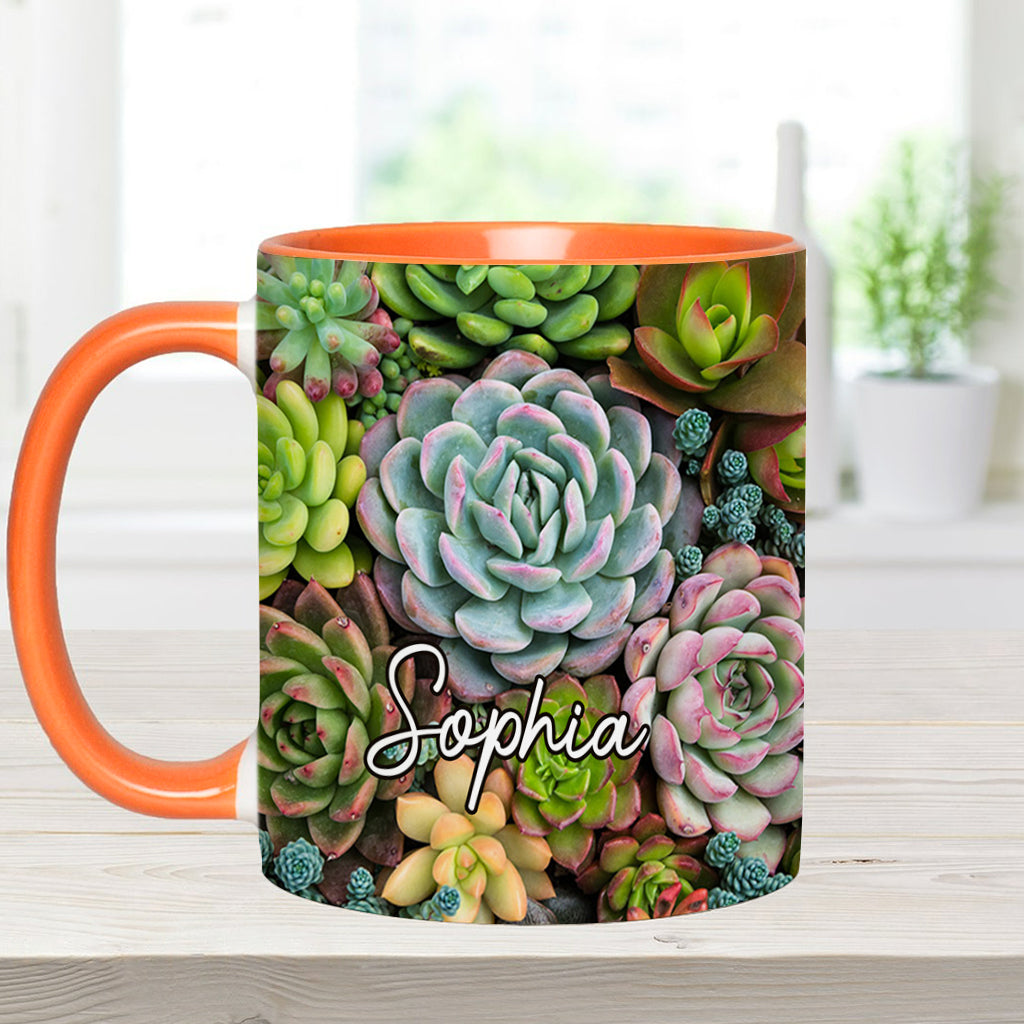 Beautiful Cactus Succulents Plants - Personalized Cactus Accent Mug