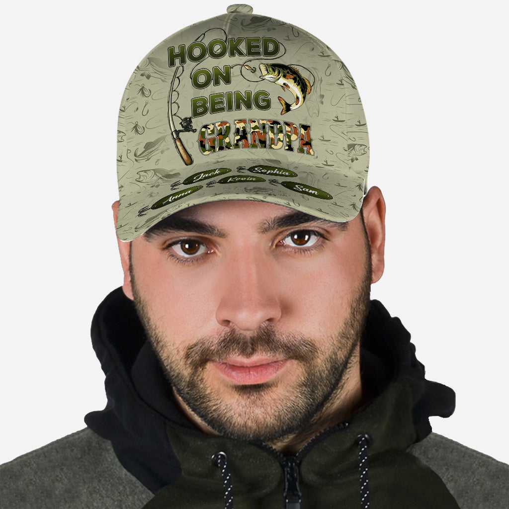 Hooked On Being Dad/ Grandpa... - Personalized Fishing Classic Cap