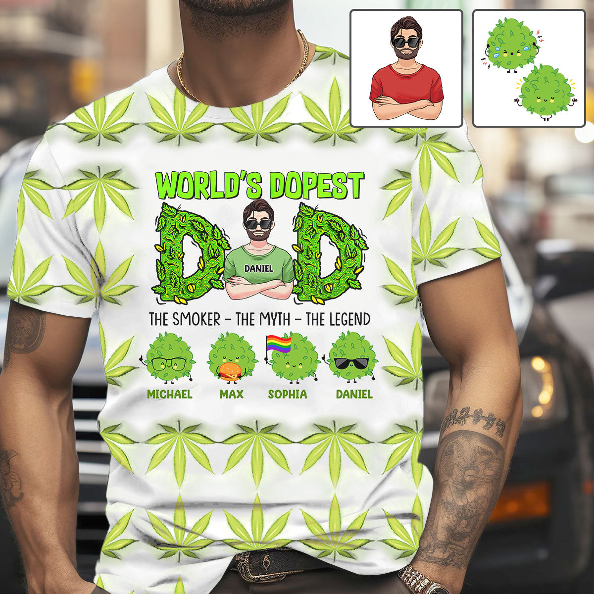 Discover World's Dopest Dad - Personalized Weed All Over Shirt