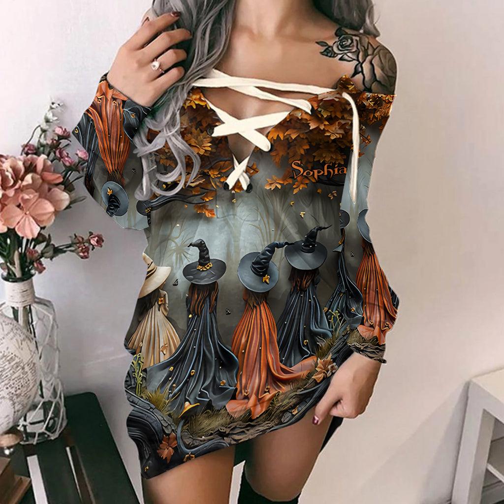 Beautiful Witch - Personalized Witch Off Shoulder Long Sleeve Dress