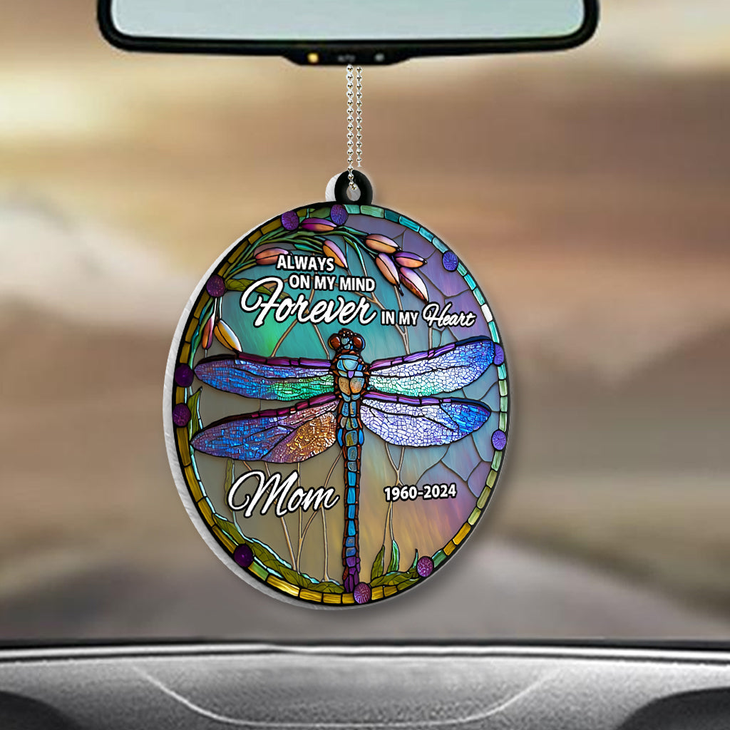 Always On My Mind Forever In My Heart - Personalized Memorial Transparent Car Ornament