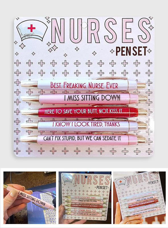 Nurse Pen Set Funny Pink - Nurse Nurse Pen Set