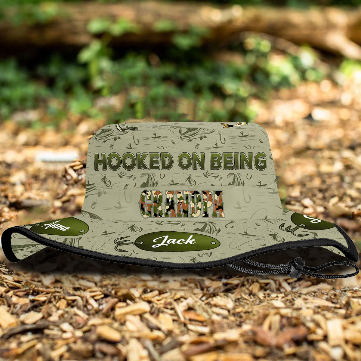 Hooked On Being Dad/ Grandpa... - Personalized Fishing Boonie Hat