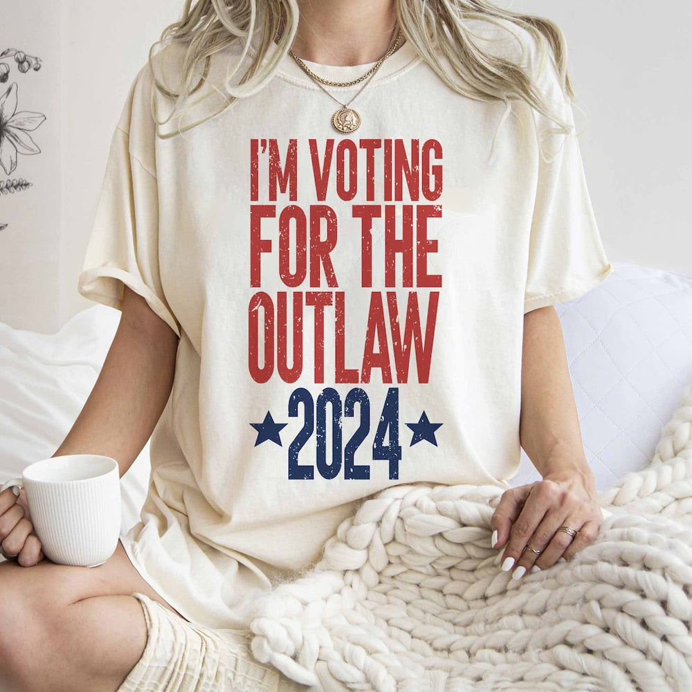 I'M Voting For The Outlaw Trunnnp American Shirt, Western Republican Party Tee, Him Convicted Not-Guilty, 2024 Election,President Cowboy Tee T-shirt & Hoodie