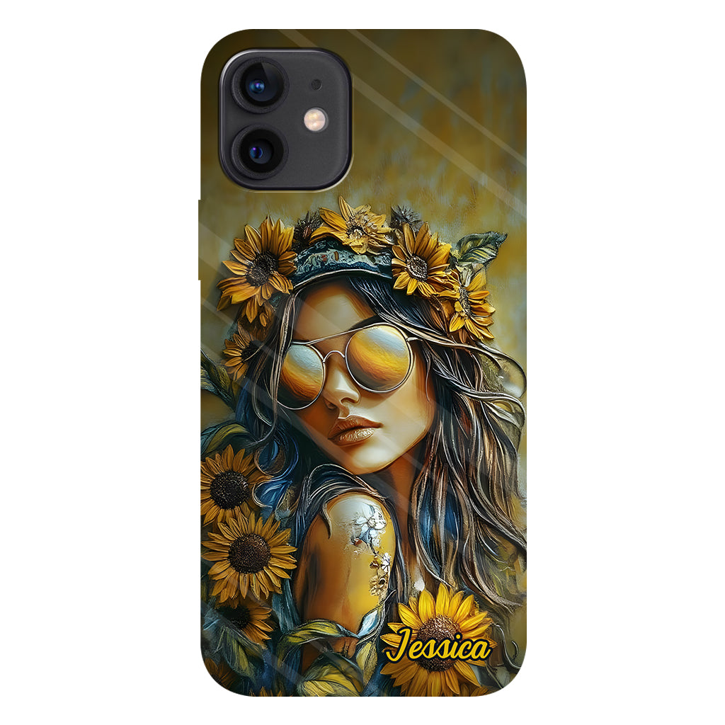 Hippie Soul Sunflower Girl - Personalized Hippie Full Print Phone Case