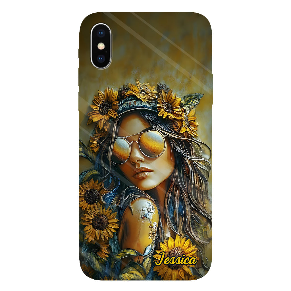 Hippie Soul Sunflower Girl - Personalized Hippie Full Print Phone Case