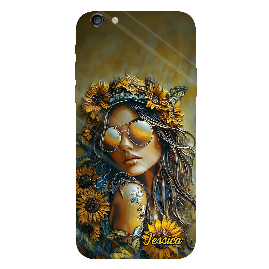 Hippie Soul Sunflower Girl - Personalized Hippie Full Print Phone Case