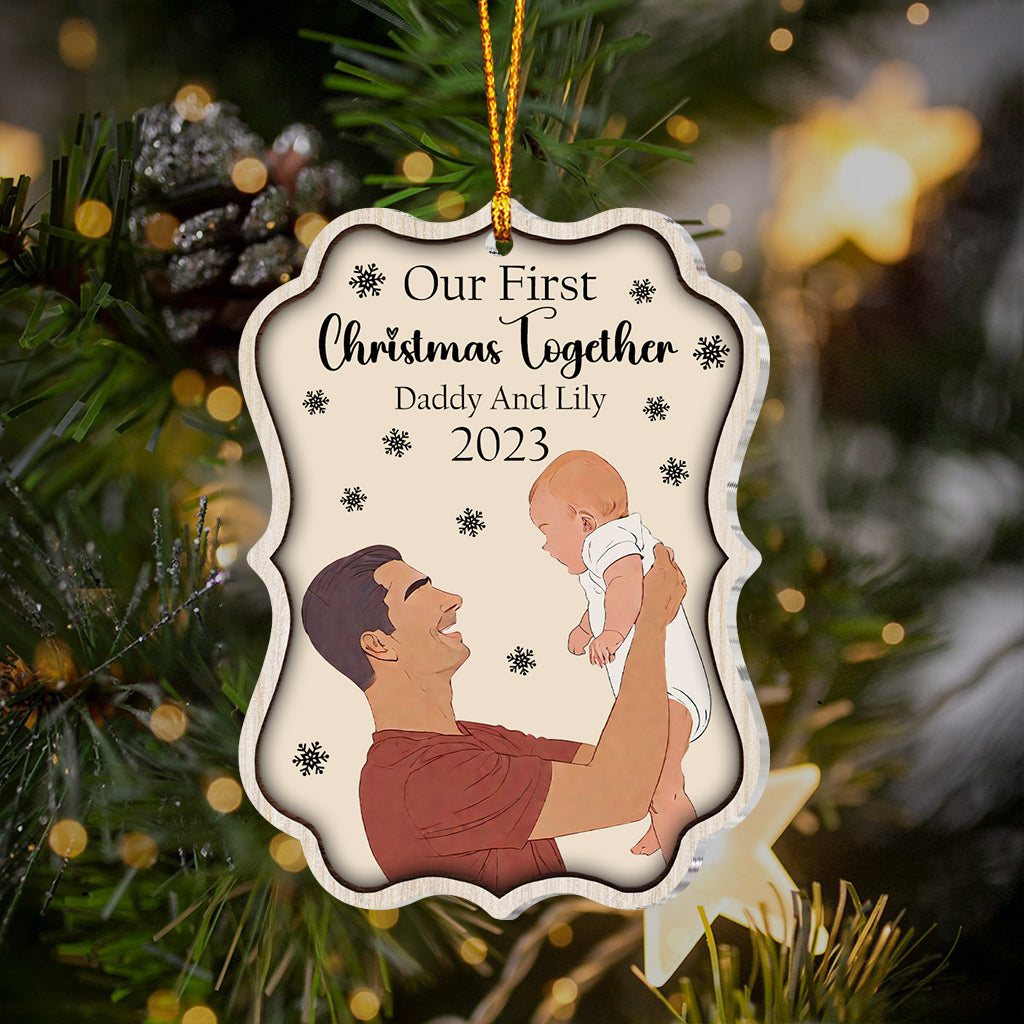 Disover Our First Christmas Together - Personalized Father One-sided Ornament