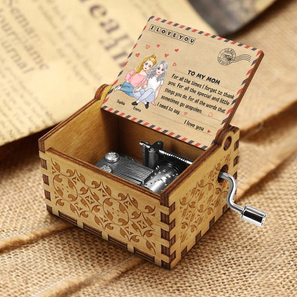 For All The Time I Forget To Thank You - Gift for mom, grandma, son, daughter, granddaughter, grandson - Personalized Hand Crank Music Box