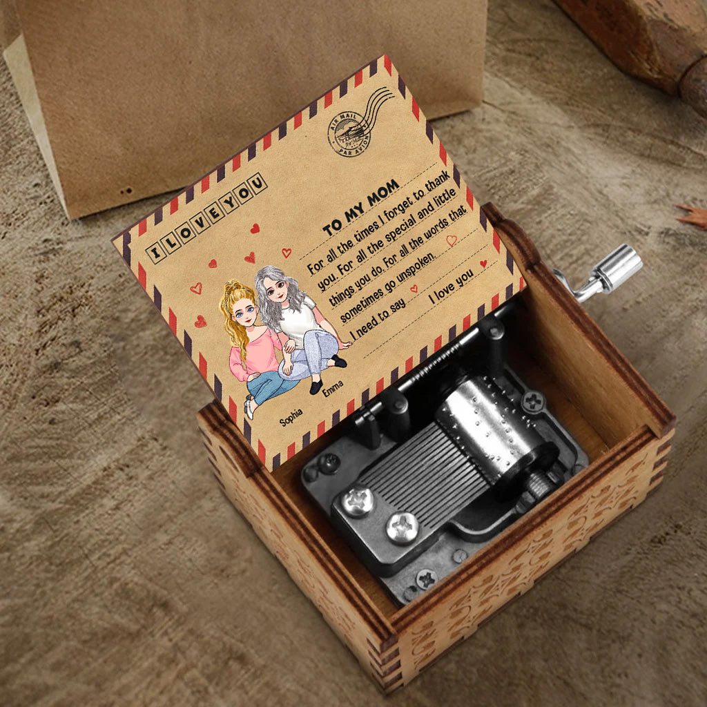 For All The Time I Forget To Thank You - Gift for mom, grandma, son, daughter, granddaughter, grandson - Personalized Hand Crank Music Box