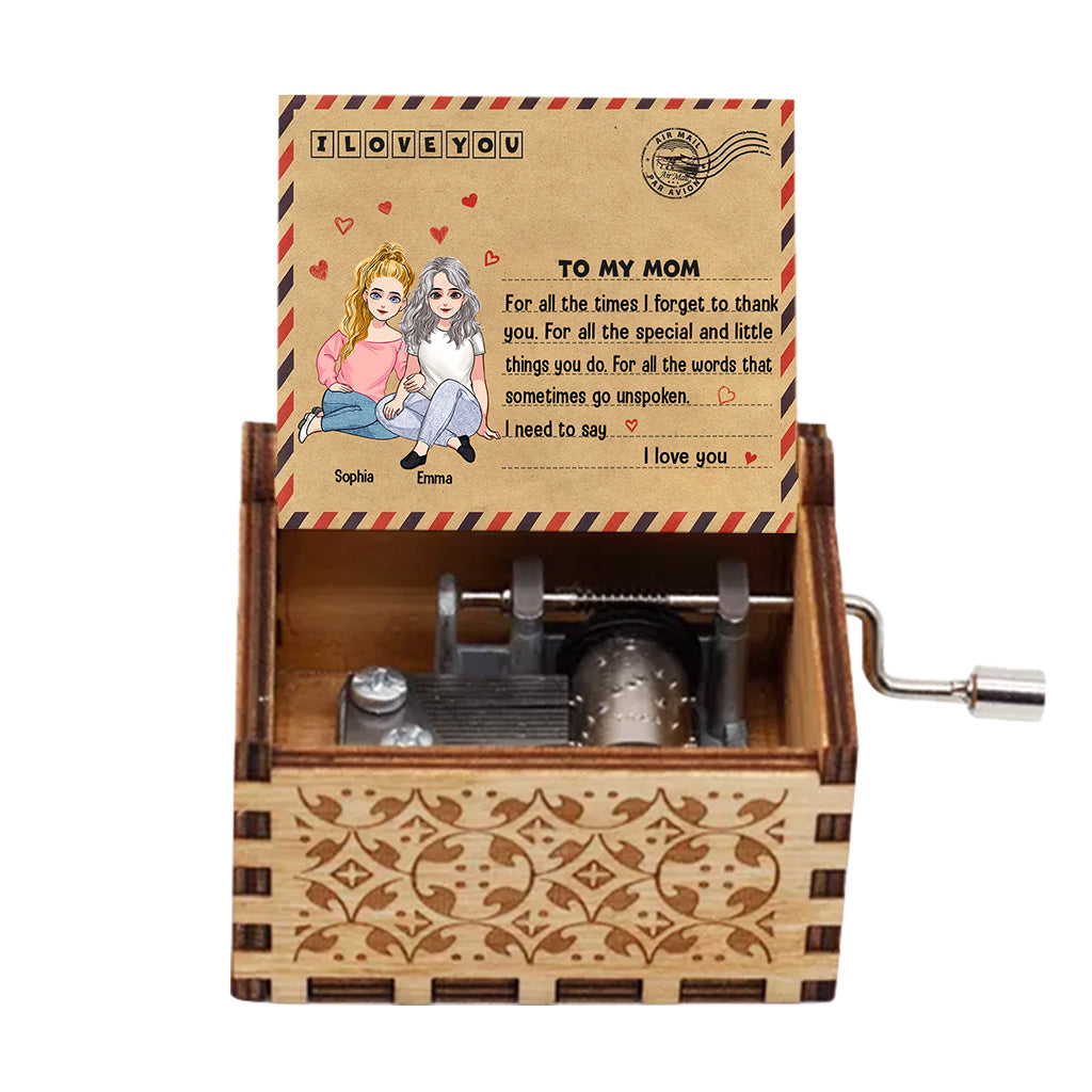 For All The Time I Forget To Thank You - Gift for mom, grandma, son, daughter, granddaughter, grandson - Personalized Hand Crank Music Box