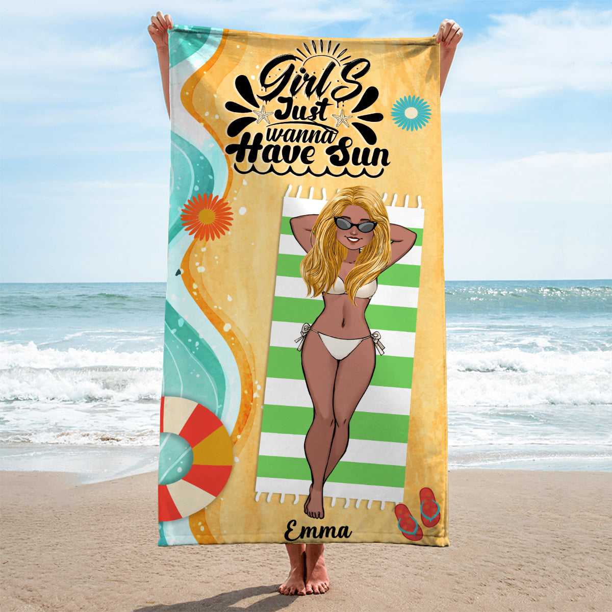 Girls Just Wanna Have Sun - Personalized Sea Lover Beach Towel