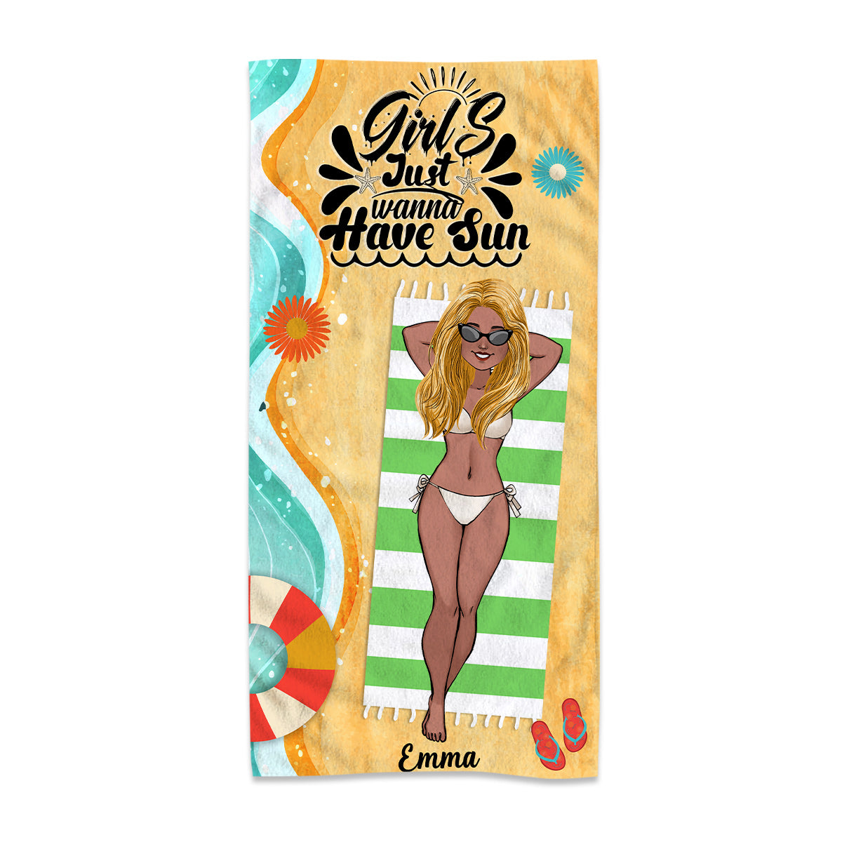 Girls Just Wanna Have Sun - Personalized Sea Lover Beach Towel