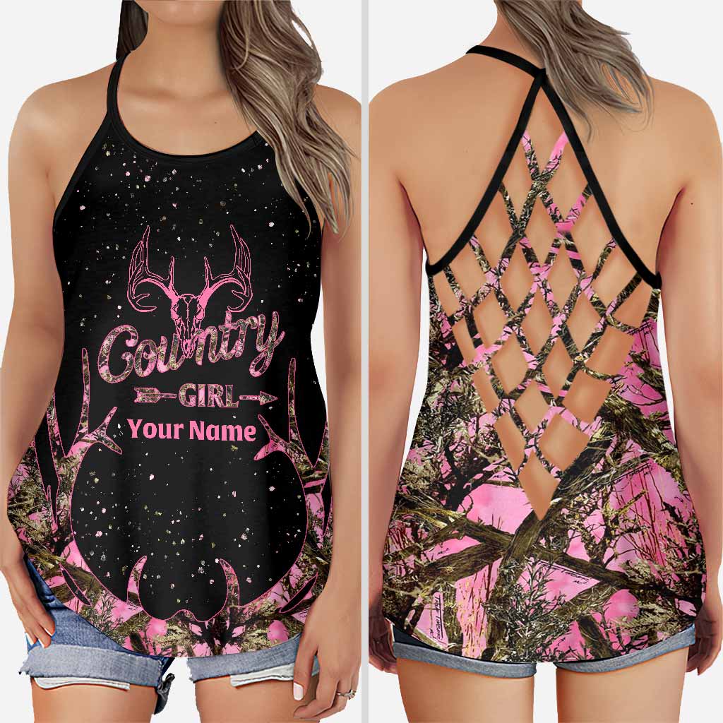 Discover Country Girl - Hunting Personalized Yoga Criss Cross Tank Top