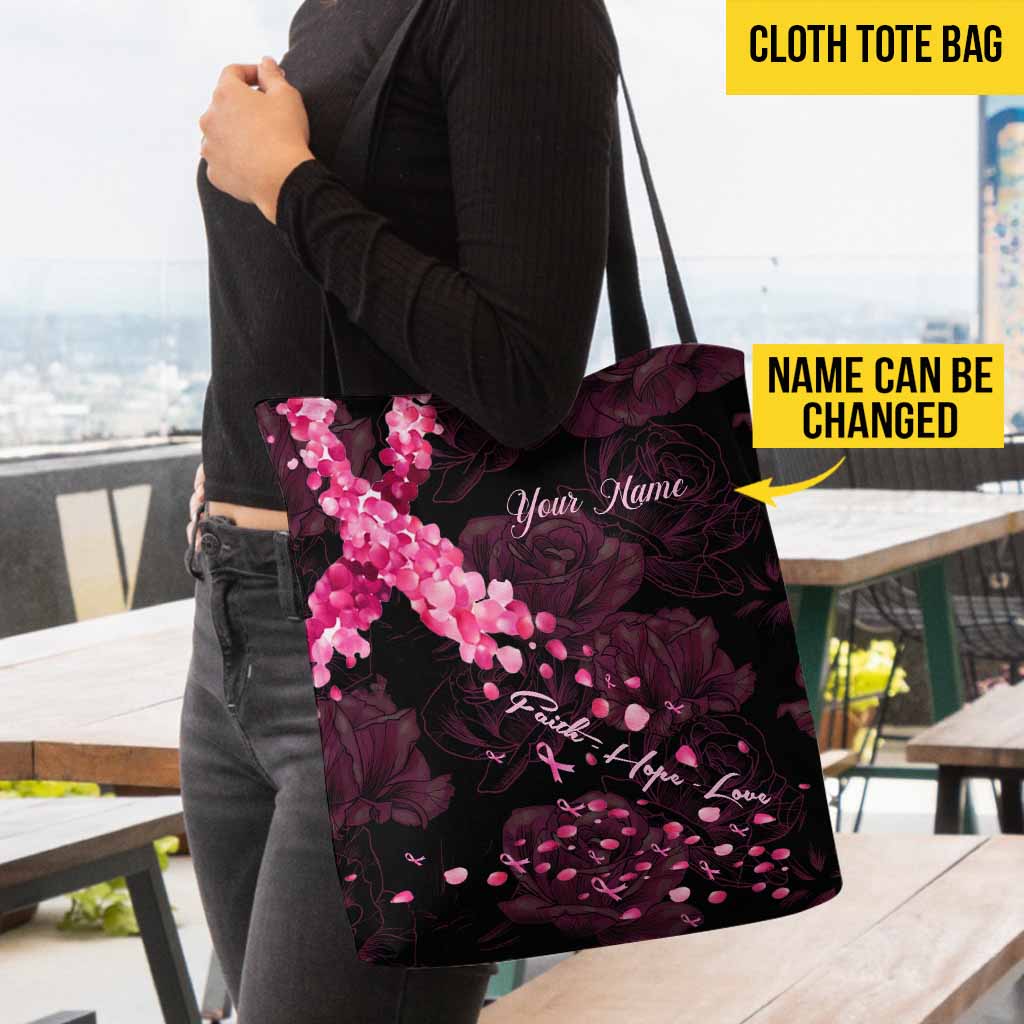 Faith Hope Love - Breast Cancer Awareness Personalized Tote Bag