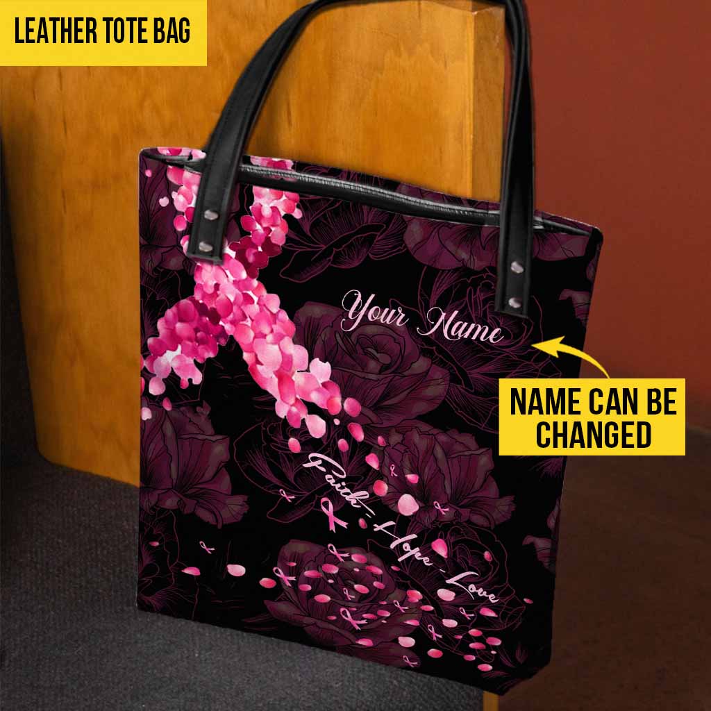 Faith Hope Love - Breast Cancer Awareness Personalized Tote Bag