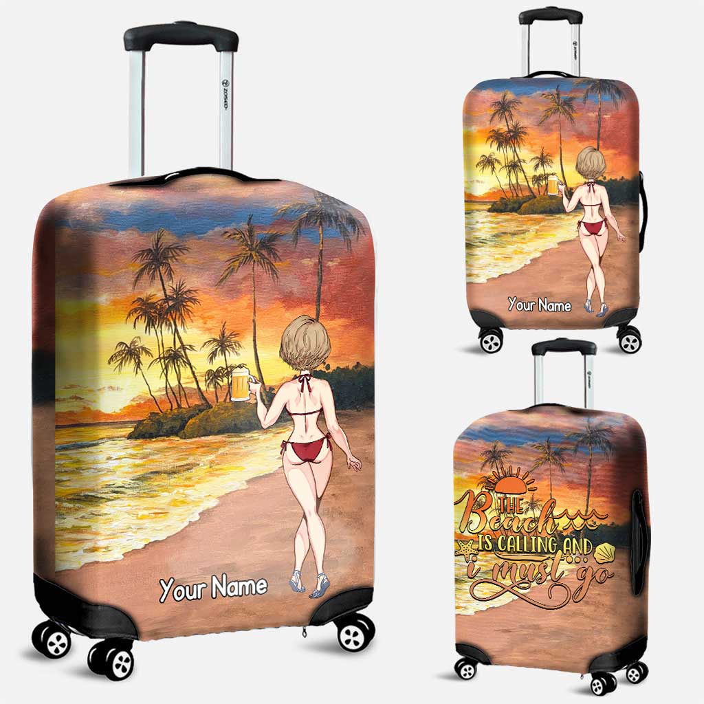 The Beach Is Calling And I Must Go - Personalized Sea Lover Luggage Cover